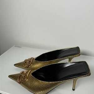 Balenciaga bb leather pointy toe mules